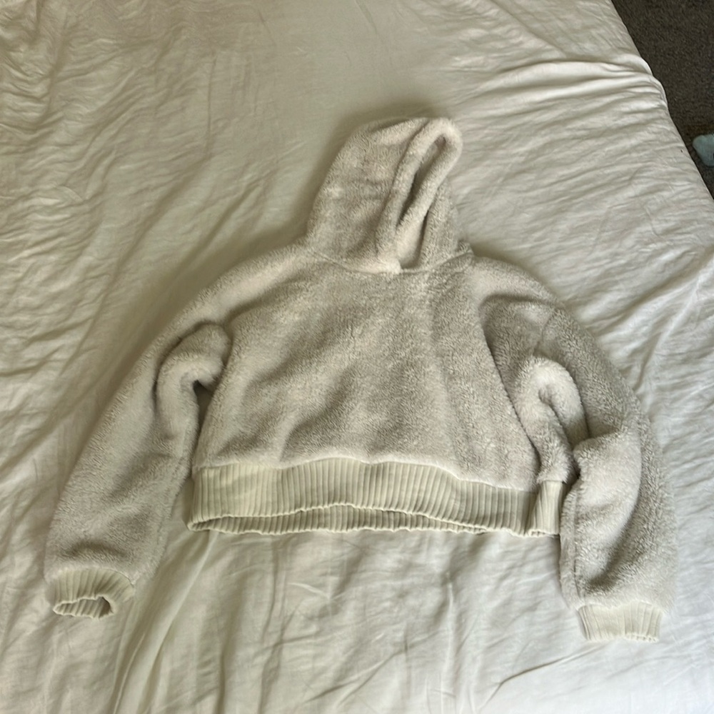 Gap Cozy faux fur Cream Hooded Sweater